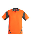 Mens Hi Vis Aztec Short Sleeve Polo - Orange/Charcoal