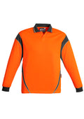 Mens Hi Vis Aztec Long Sleeve Polo - Orange/Charcoal