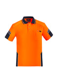 Mens Hi Vis Reinforced Squad Short Sleeve Polo - Orange/Navy