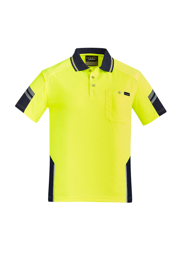 Mens Hi Vis Reinforced Squad Short Sleeve Polo - Yellow/Navy