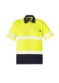 Unisex Hi Vis Segmented Tape Short Sleeve Polo - Yellow/Navy
