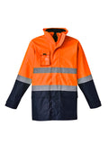 Mens Hi Vis Basic 4 In 1 Waterproof Jacket - Orange/Navy