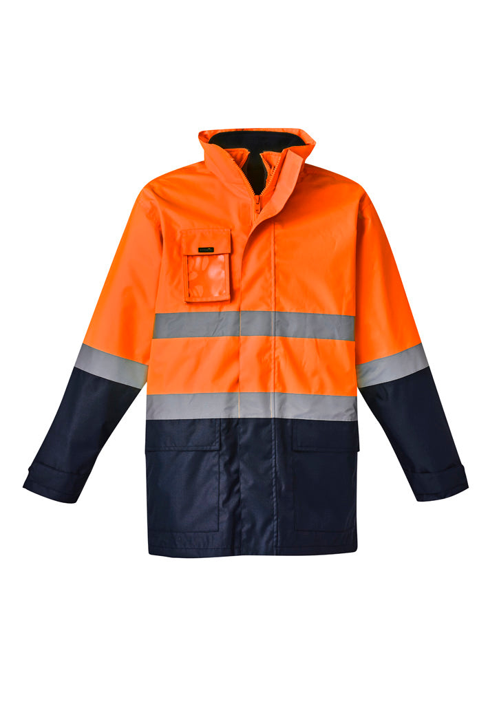 Mens Hi Vis Basic 4 In 1 Waterproof Jacket - Orange/Navy