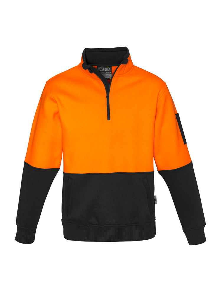 Unisex Hi Vis 1/2 Zip Pullover - Orange/Black