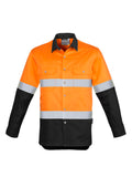 Mens Industrial Long Sleeve Shirt - Hoop Taped - Orange/Black