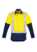 Mens Industrial Long Sleeve Shirt - Shoulder Taped - Yellow/Navy