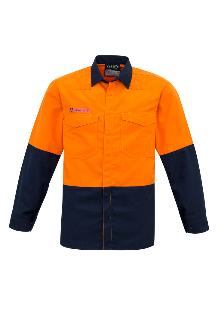 Mens Hi Vis Spliced Shirt - Orange/Navy