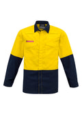 Mens Hi Vis Spliced Shirt - Yellow/Navy