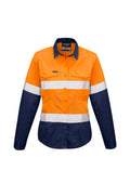 Womens Rugged Cooling Hi Vis Taped Long Sleeve Shirt - Orange/Navy